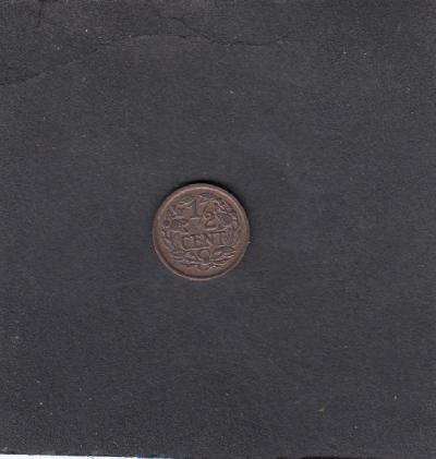 Beschrijving: 1/2 Cent WILHELMINA 